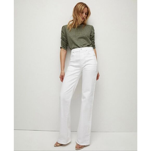 Veronica Beard Women’s Crosbie Wide Leg Jeans In White Size 28 $328 - Picture 3 of 9